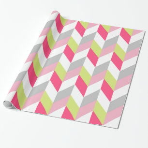 Papel De Regalo Patrón de gris verde rosa geométrico elegante
