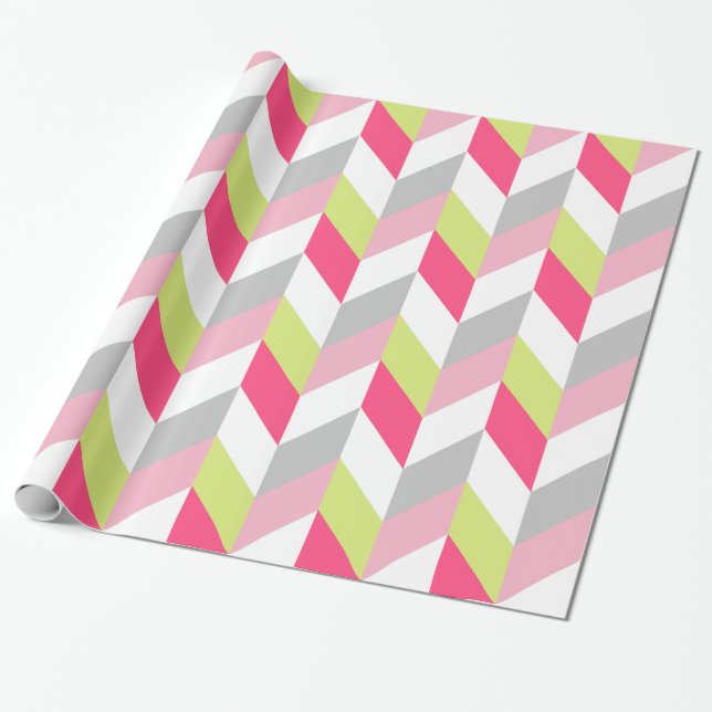Papel De Regalo Patrón de gris verde rosa geométrico elegante (Desenrollado)