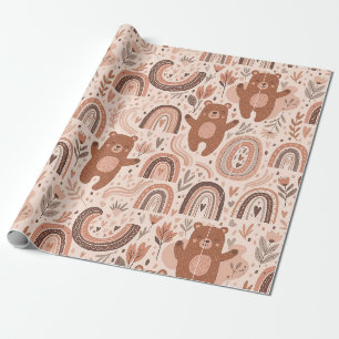 Papel De Regalo Patrón de guardería arcoíris de osito Teddy boho