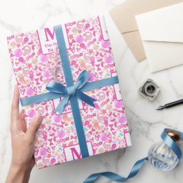 Papel De Regalo Patrón de guardería de bebé rosada personalizado