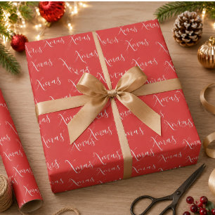 Papel De Regalo Patrón de guión rojo de Navidad de Xmas