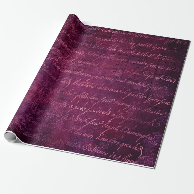 Papel De Regalo Patrón de guión rojo violeta (Desenrollado)