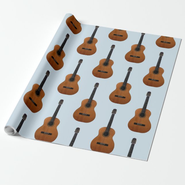 Papel De Regalo Patrón de guitarra Instrumento musical Azul (Desenrollado)