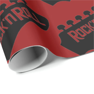 Papel De Regalo Patrón de guitarra rojizo y rollo