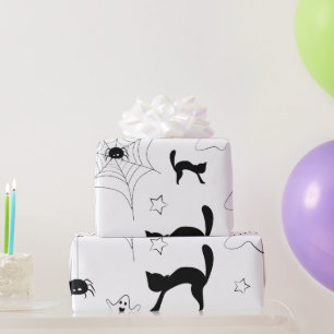 Papel De Regalo Patrón de Halloween blanco y negro