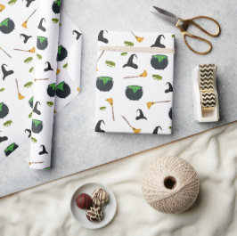 Papel De Regalo Patrón de Halloween de Broom Caldron