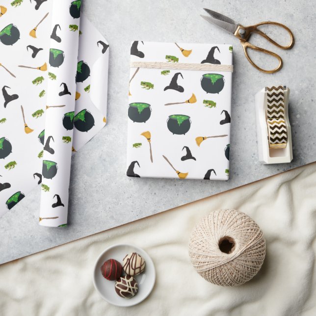 Papel De Regalo Patrón de Halloween de Broom Caldron (Artesanía)