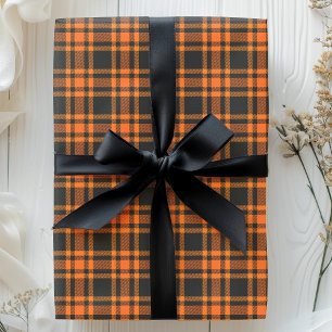 Papel De Regalo Patrón de Halloween de Cuadros Negro Naranja Tartá