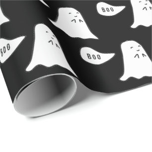 Papel De Regalo Patrón de Halloween de fantasma lindo dice Boo