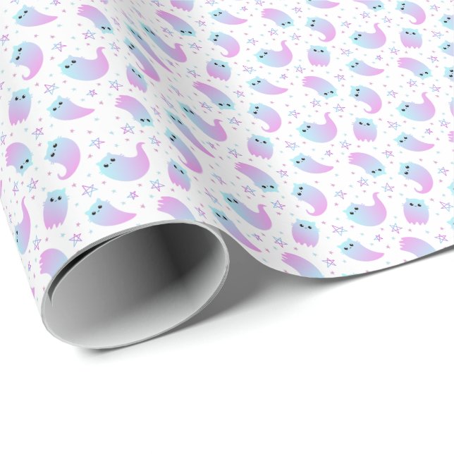 Papel De Regalo Patrón de Halloween de gatos fantasma (Esquina del rollo)
