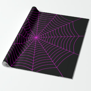 Papel De Regalo Patrón de Halloween de telaraña rosa caliente negr