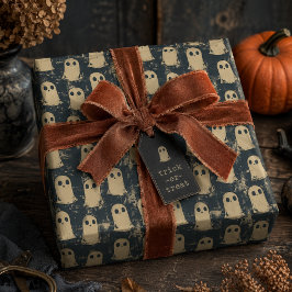 Papel De Regalo Patrón de Halloween Fantasmas Grunge Retro