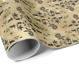 Papel De Regalo Patrón de Halloween floral de araña cruda