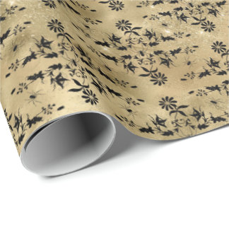 Papel De Regalo Patrón de Halloween floral de araña cruda