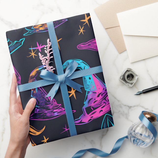 Papel De Regalo Patrón de Halloween Neon (Regalar)