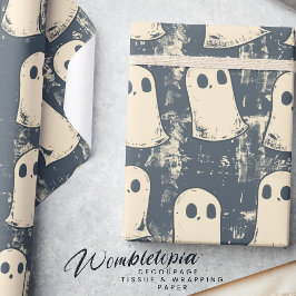 Papel De Regalo Patrón de Halloween Retro Grunge Ghosts