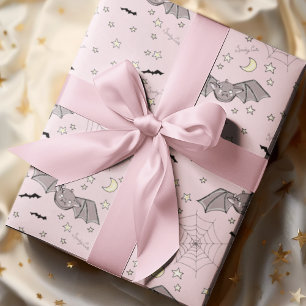 Papel De Regalo Patrón de Halloween Rosa Murciélagos Lindos Espelu