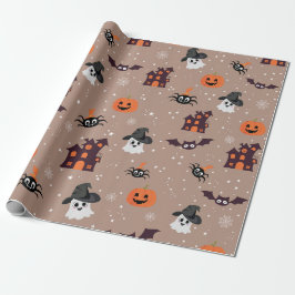 Papel De Regalo Patrón de Halloween taupe