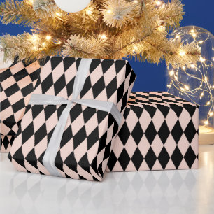 Papel De Regalo Patrón de Harlequin rosa y negro