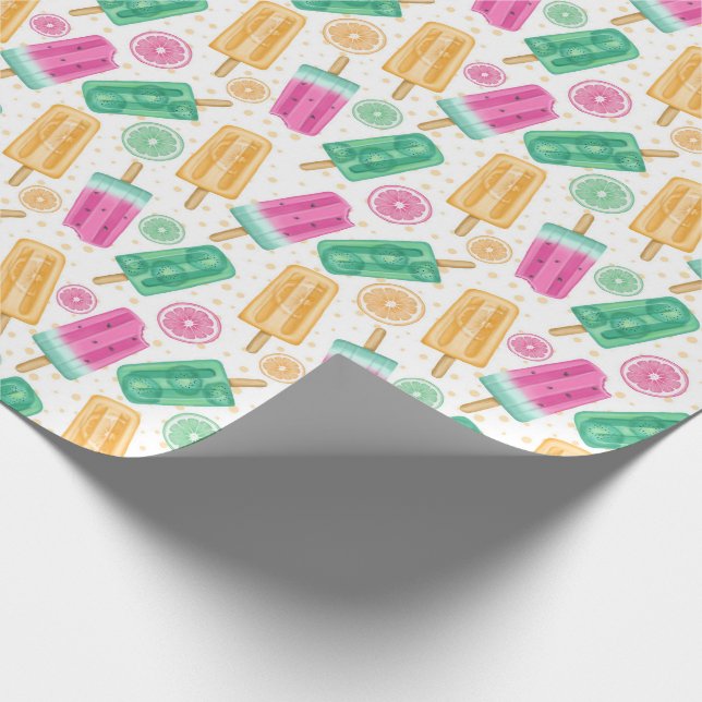 Papel De Regalo Patrón de helado Retro Pastel de verano lindo (Esquina)