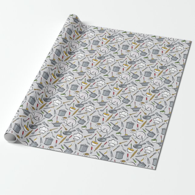 Papel De Regalo Patrón de herramientas de cocina (Desenrollado)