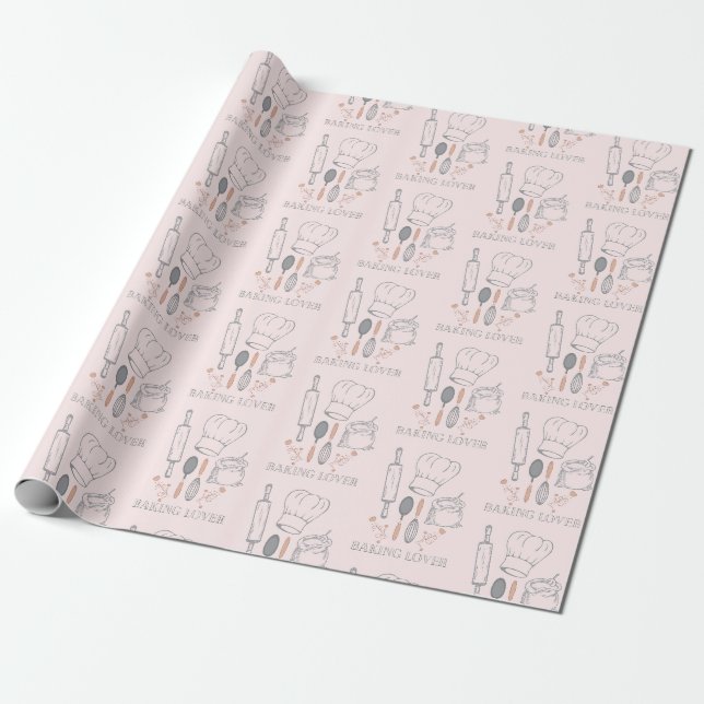 Papel De Regalo patrón de herramientas de panadería  (Desenrollado)