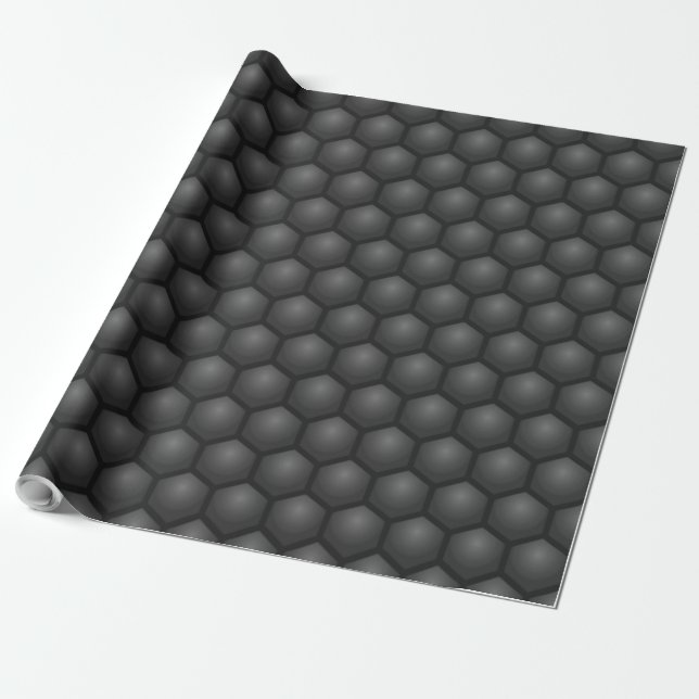 PAPEL DE REGALO PATRÓN DE HEXAGÓN NEGRO (Desenrollado)