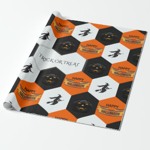 Papel De Regalo Patrón de Hexágonos de Halloween Trick or Treat