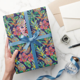 Papel De Regalo Patrón de hibiscus de piña tropical