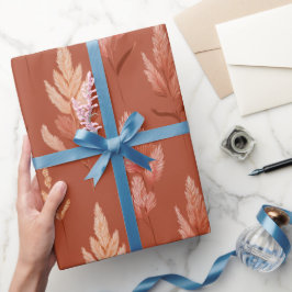 Papel De Regalo Patrón de hierba de Pampas floral de terracota