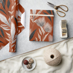 Papel De Regalo Patrón de hierba de Pampas floral de terracota