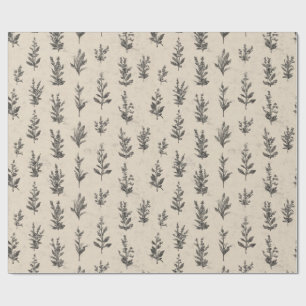 Papel De Regalo Patrón de hierbas botánicas antiguas – Na floral v