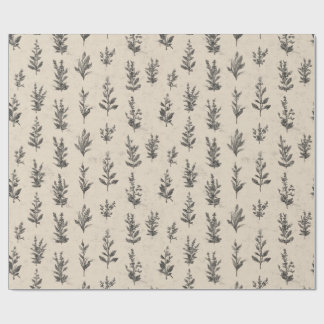 Papel De Regalo Patrón de hierbas botánicas antiguas – Na floral v