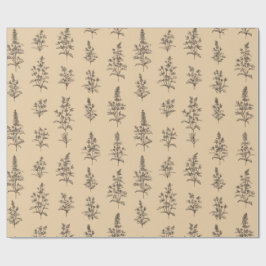 Papel De Regalo Patrón de hierbas botánicas vintage – Floral neutr