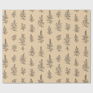 Papel De Regalo Patrón de hierbas botánicas vintage – Floral neutr