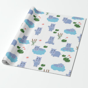 Papel De Regalo Patrón de hipopótamo adorable