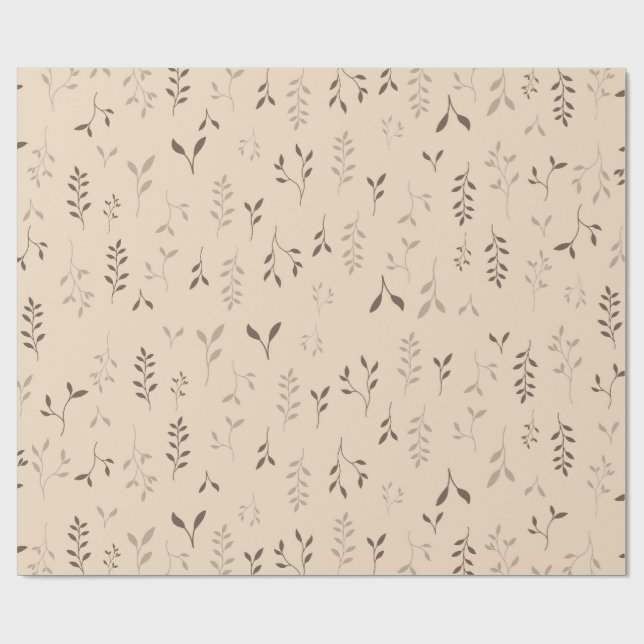 Papel De Regalo Patrón de hoja boho marrón beige cálido (Superficie plana)