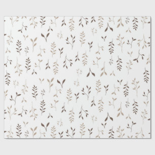 Papel De Regalo Patrón de hoja botánica beige marrón boho minimali