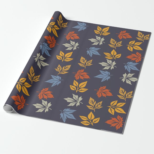 Papel De Regalo Patrón de Hoja de Otoño (Desenrollado)