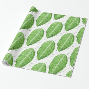 Papel De Regalo Patrón de hoja verde Botánico