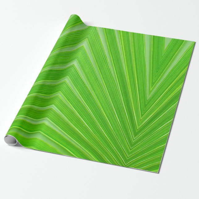 Papel De Regalo Patrón de hoja verde con lema "PENSAR VERDE" (Desenrollado)