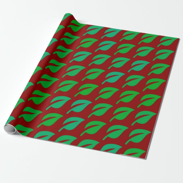 Papel De Regalo Patrón de hoja verde moderna (Desenrollado)