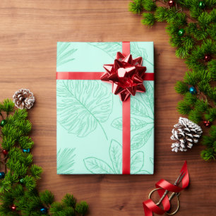 Papel De Regalo Patrón de Hojas Azules Mentolados