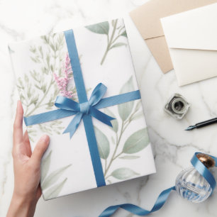 Papel De Regalo Patrón de hojas botánicas verde suave
