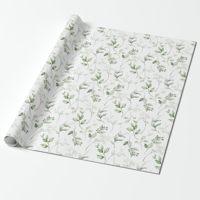 Papel De Regalo Patrón de hojas de bosque natural de acuarela rusa (Desenrollado)