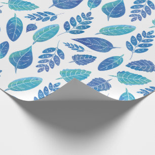 Papel De Regalo Patrón de hojas de color azul