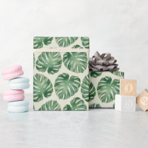 Papel De Regalo Patrón de hojas de monstera tropical verde