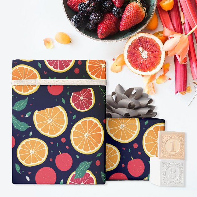 Papel De Regalo Patrón de hojas de Naranja grapefruit de cítricos  (Subido por el creador)