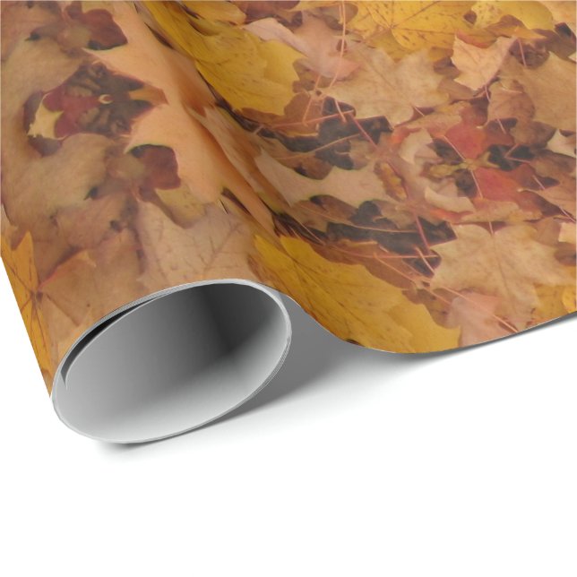 PAPEL DE REGALO PATRÓN DE HOJAS DE OTOÑO (Esquina del rollo)