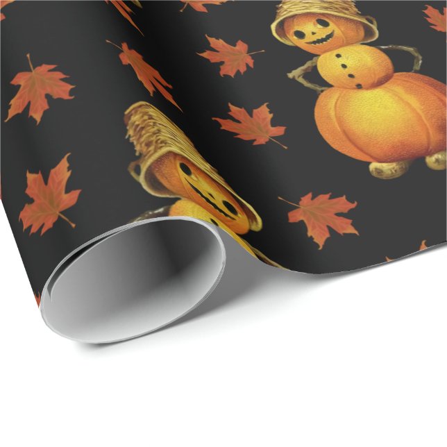 Papel De Regalo Patrón de hojas de otoño de la calabaza cúpula de  (Esquina del rollo)